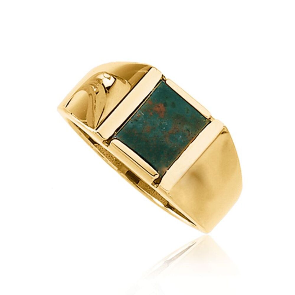 Men's Bloodstone and 14K Yellow Gold Tapered Ring - Size 10